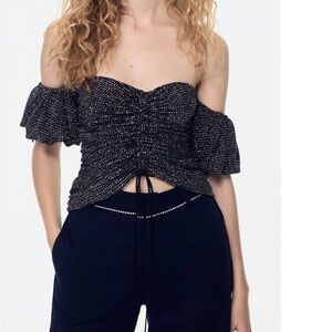 Glitter off the shoulders black top from For Love & Lemons size Small with tags